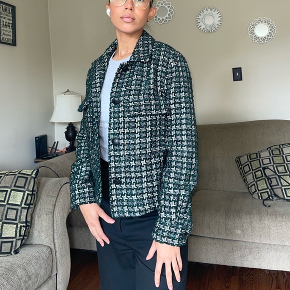 Mango Tweed Style Jacket With Collar - Picture 8 of 10